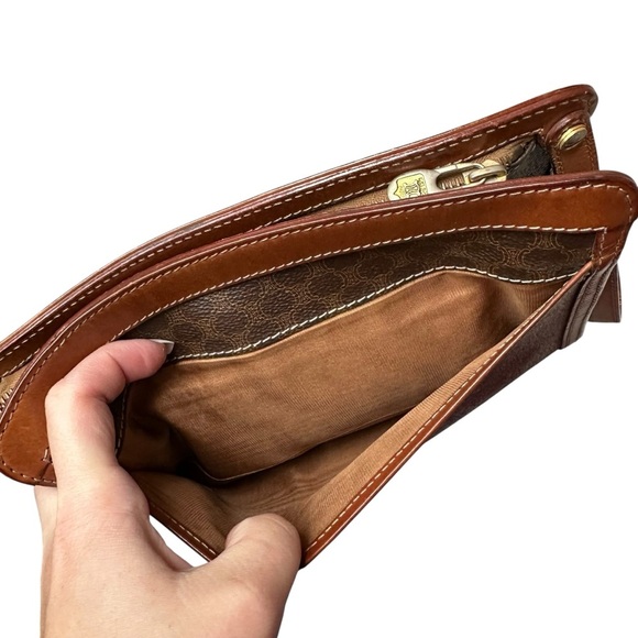 Celine Brown & Tan Macadam Leather Wristlet Clutch Bag - Picture 10 of 13